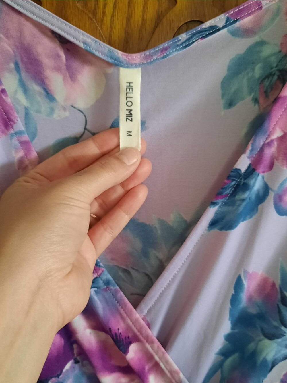 Floral High Low Faux Wrap Maternity & Nursing Dress - Lavender Size M - Picture 13 of 16